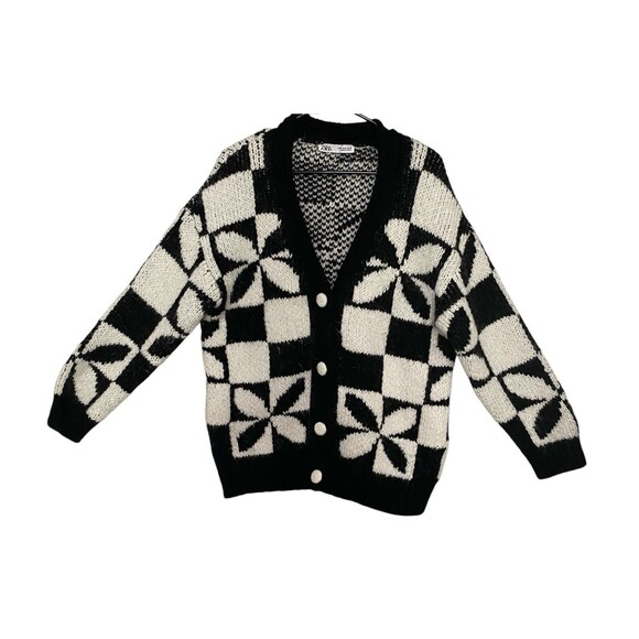 Zara Sweaters - NWOT ZARA BLACK WHITE CHECK CHECKERED KNIT Sweater WEDNESDAY ADDAMS Small